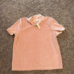 Blush pink velvet turtleneck short sleeve